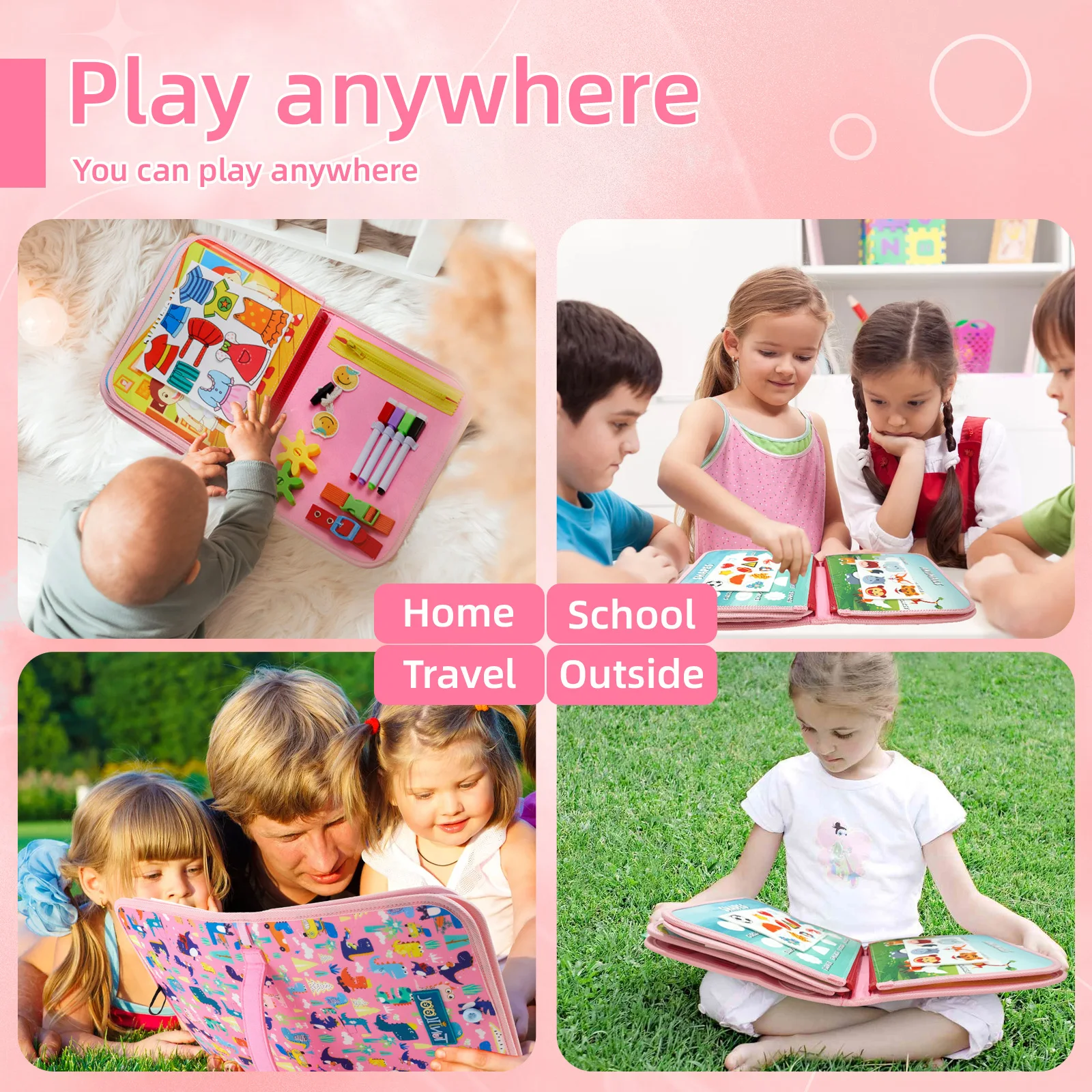 TUNJILOOL Montessori Busy Board Parish Toys libro in tessuto Montessori bambino apprendimento prescolare giocattolo sensoriale educativo gioco da tavolo