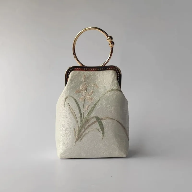 

Vintage Pure Handmade Bag Bags Embroidery Flowers Shell Lock Women Shoulder Crossbody Bag Chain Women's Handbags Purses