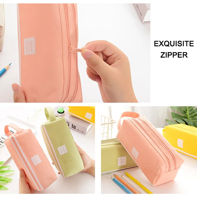 Girls Cute Pencil Case Pen Storage Bag 2 Compartments Makeup Coin Purse For Women Pen Pouch School Student Stationery Supplies