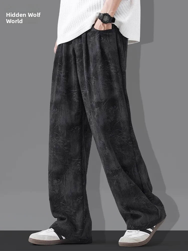 

Мужские летние новые свободные длинные брюки в американском стиле ретро Emed, повседневные прямые брюки, универсальные драпированные полиэстеровые брюки...