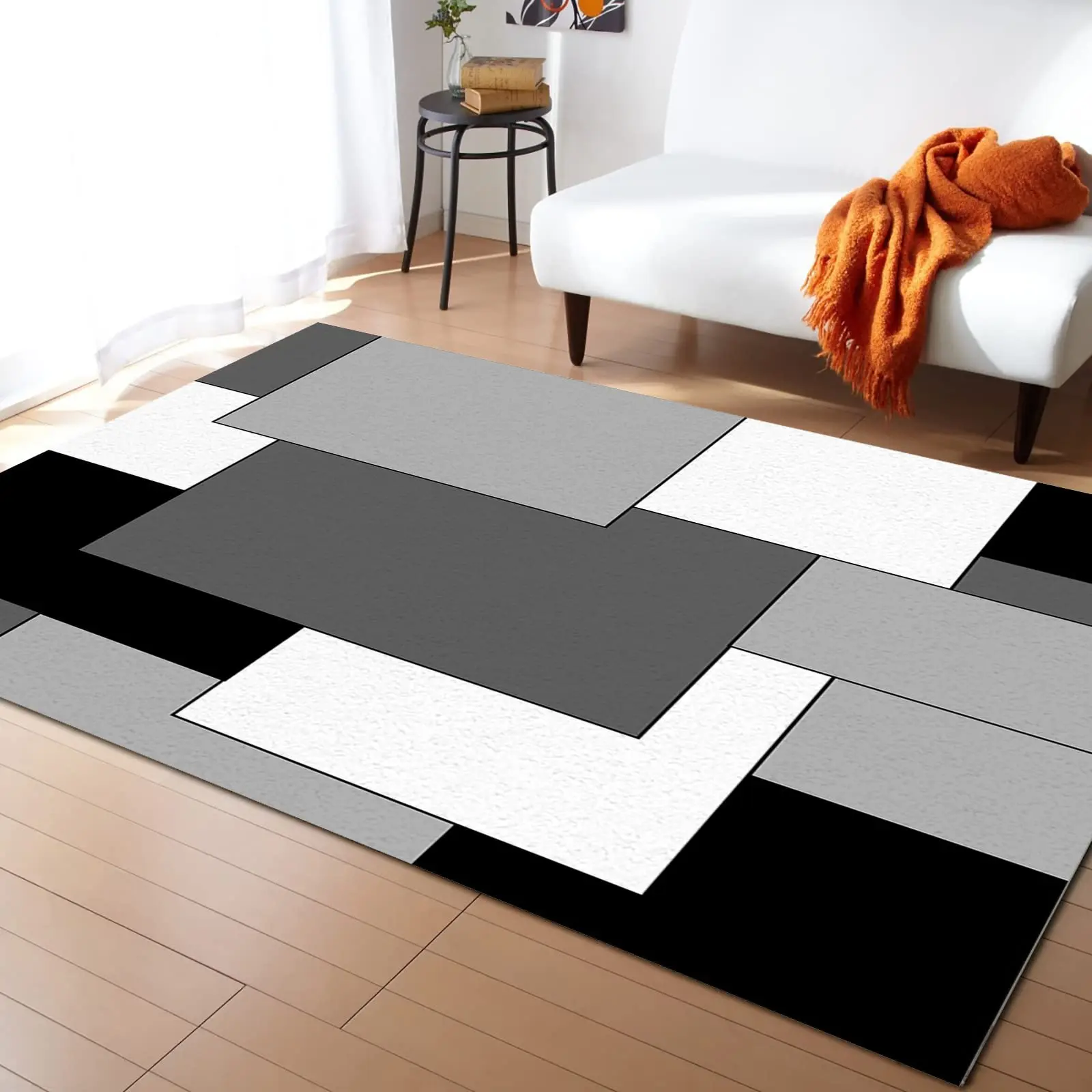 

Geometric Area Rugs Indoor Non-Slip Rectangle Rug Abstract Pattern Floor Mats Modern Home Decor Carpet for Entryway Living Room