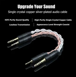 New 7N OCC Silver-Plated 2.5/3.5/4.4mm To 2.5/3.5/4.4mm Balanced Male Audio Adapt Cable Male To Male Headphone Relpacement Cable