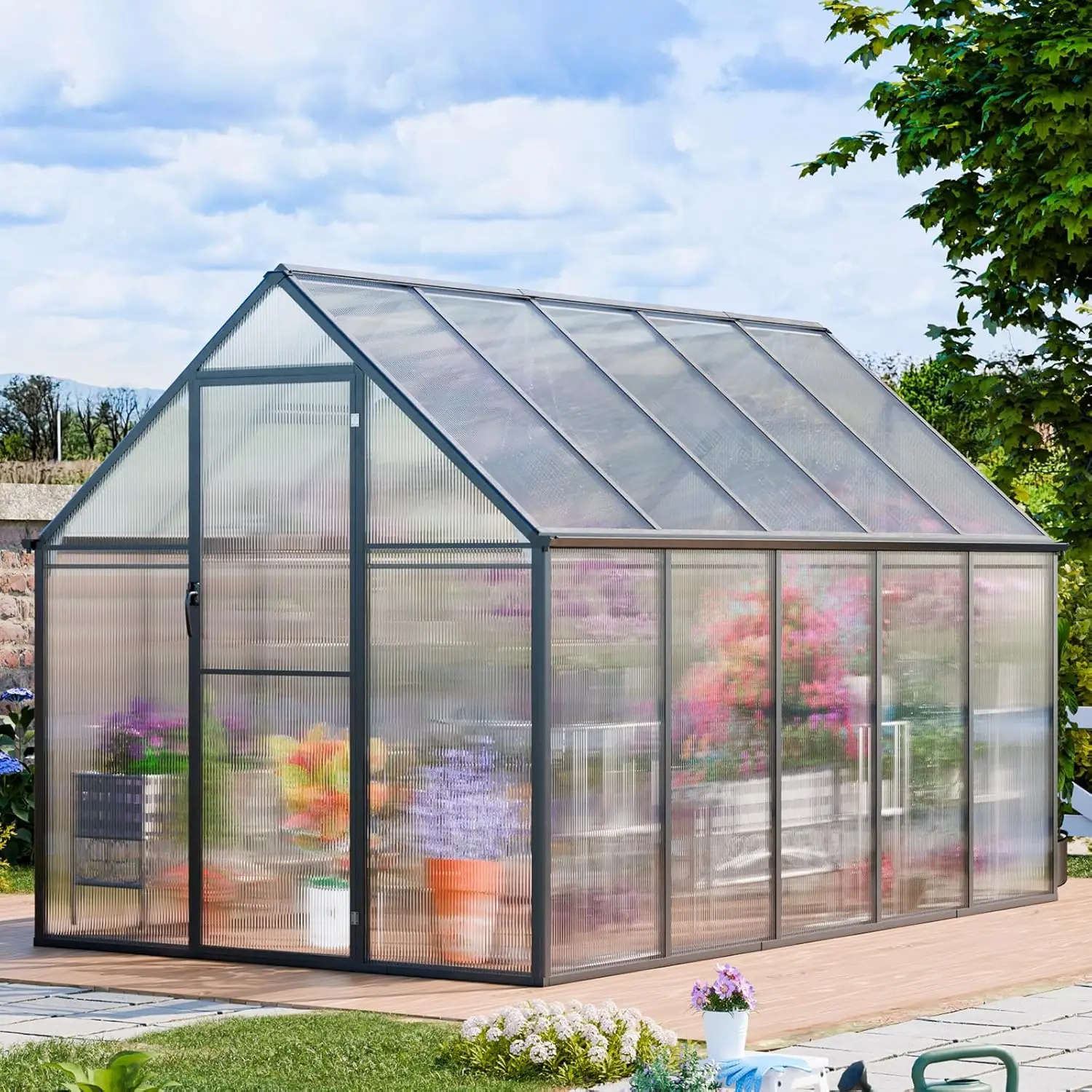 Cdcasa 10.3X6.2X6.7 Ft Greenhouse For Outdoors, Easy Assembly Thicker Aluminum & Polycarbonate Greenhouses W/2 Windows, Swing