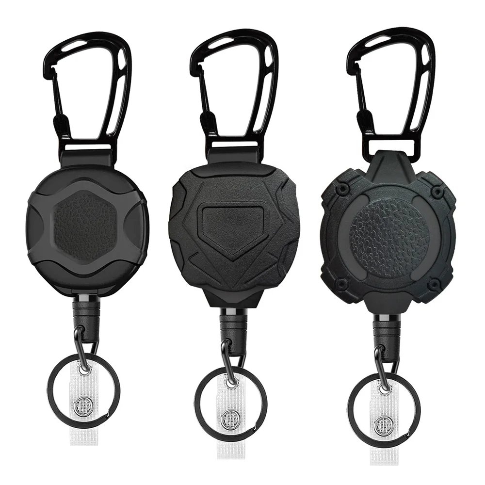 1pcs Retractable Carabiner Keychain Heavy Duty Retractable Badge Holder Id Badge Reel For Hiking Anti-Theft Outdoor Pass ID Card