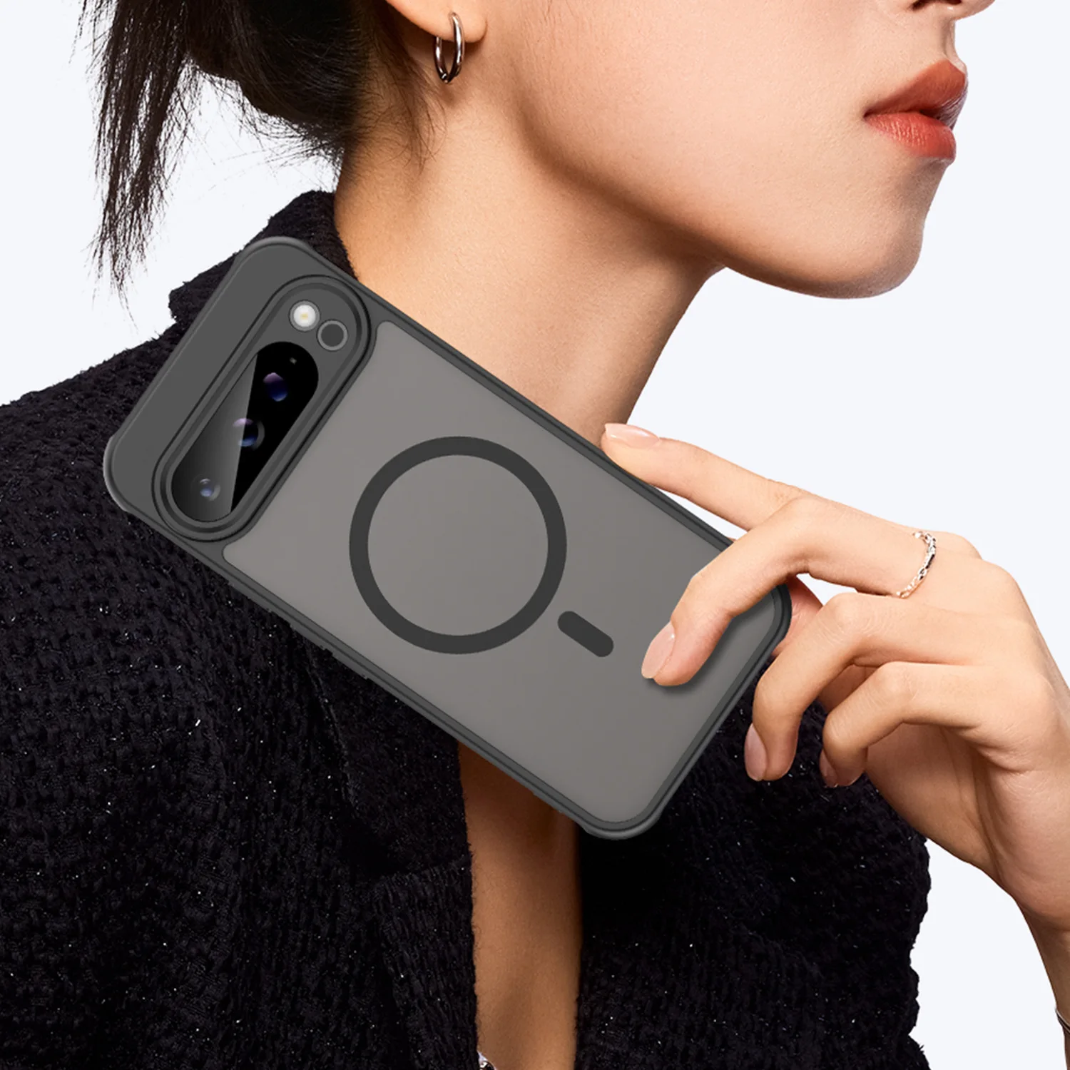 حافظة هاتف مغناطيسية شفافة Magsafe لهاتف Google Pixel 9 10 Pro XL 10Pro 9A غطاء حماية بتغطية كاملة غير لامعة H0023