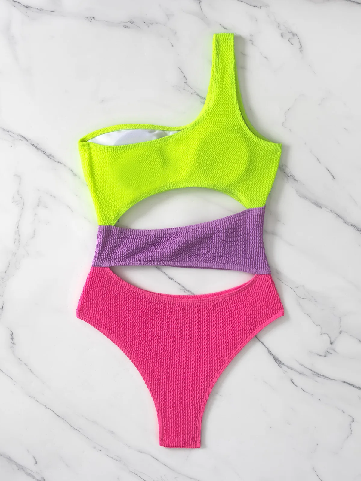 One Shoulder Vrouwen Badpak Eendelig Sexy Badkleding Vrouwen 2023 Nieuwe Getextureerde Monokini Zwempak Strand Badpakken