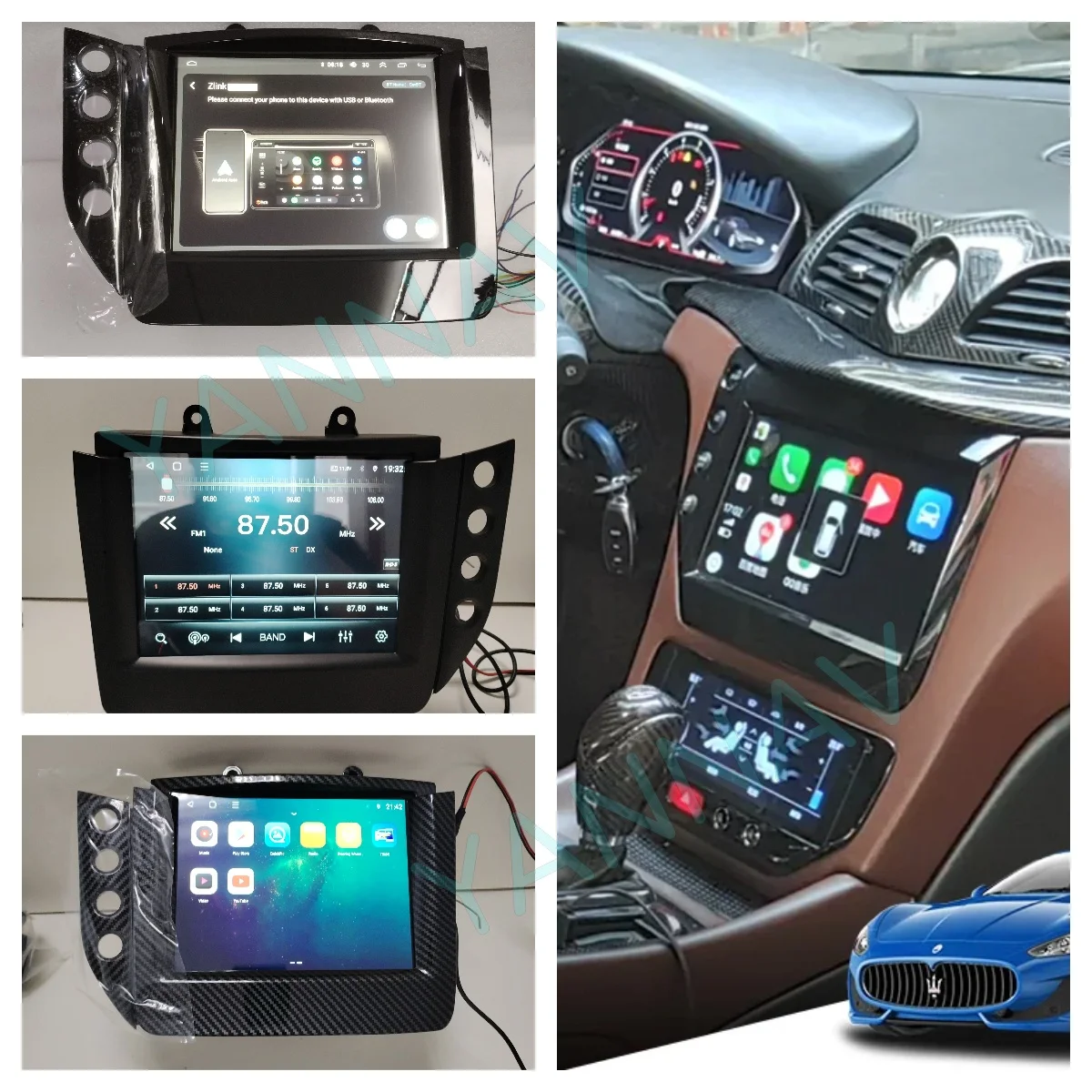 Digital Air Condictioner Screen For Maserati GT GC GranTurismo 2007 - 2017 AC Panel Display Black Carbon Fiber