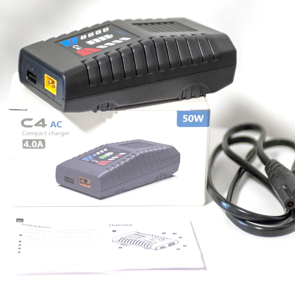 ToolkitRC – chargeur ca C4 50W 5A, prise XT60 pour LIPO LIHV LIFE 2 ~ 4S NIMH NICD 5 ~ 8S, batterie modèle RC