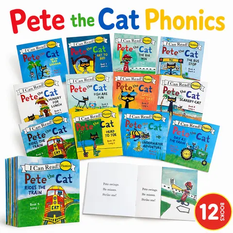 I Can Read The Pete Cat English Picture Books for Kids Simple Stories Phonics Short & Long Vowel Educational Reading Mini Book