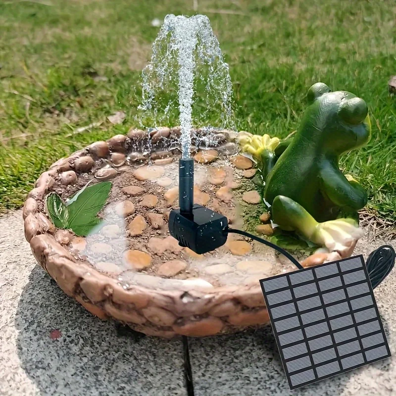 Fuente solar con 6 boquillas, bomba de agua flotante con panel solar de 1,4 W para baños de pájaros, piscinas, jardín, decoración de patio de cascada DIY