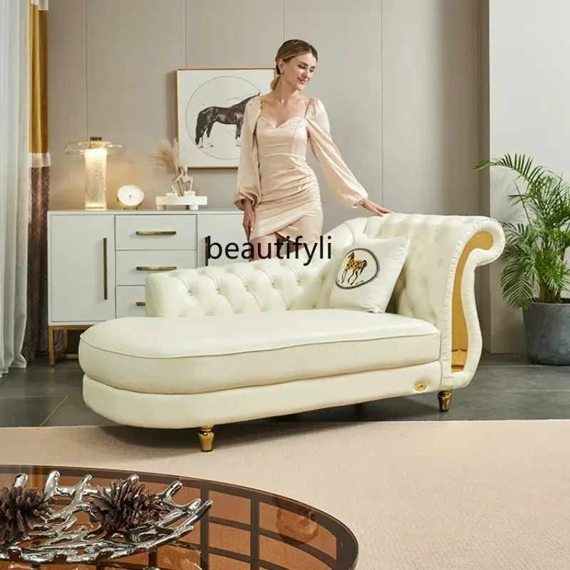 a503 American princess chair leather living room bedroom recliner top layer cowhide single sofa