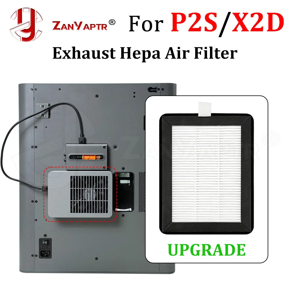 Upgraded HEPA13 Activated Carbon Air Filter for Bambu Lab P2S X2D 3D Printer Exhaust Fan Filtration System