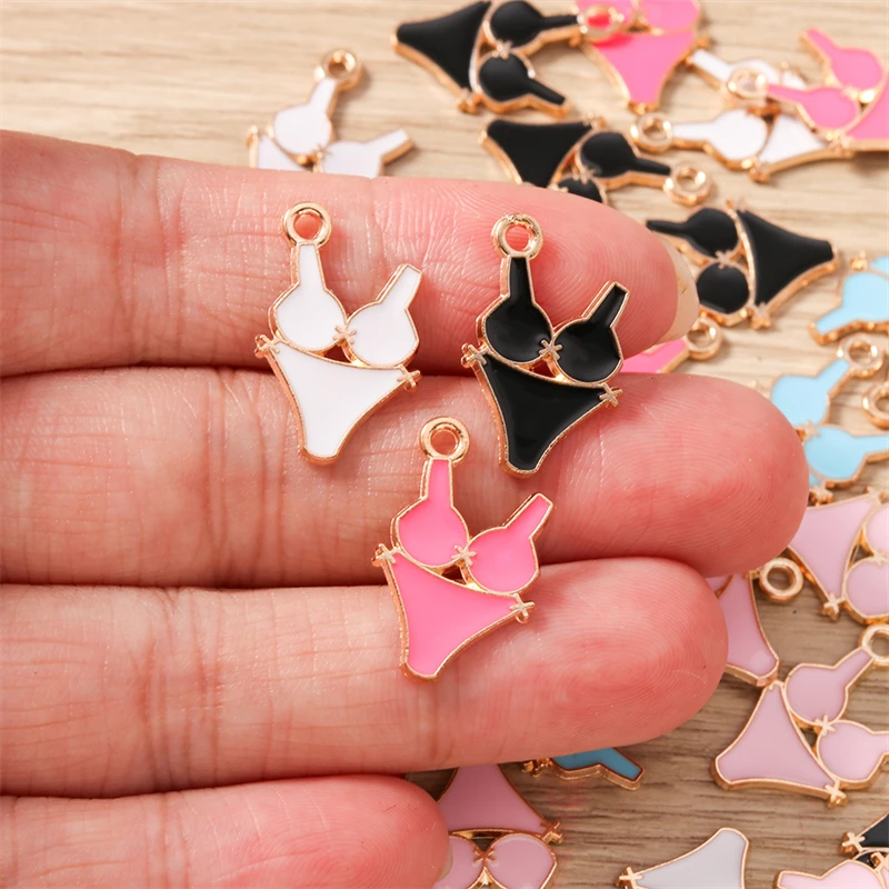10pcs 13x20mm Sexy Enamel Bikini Swimsuit Charms Pendants for Jewelry Making Drop Earrings Necklaces Bracelets DIY Crafts Gifts