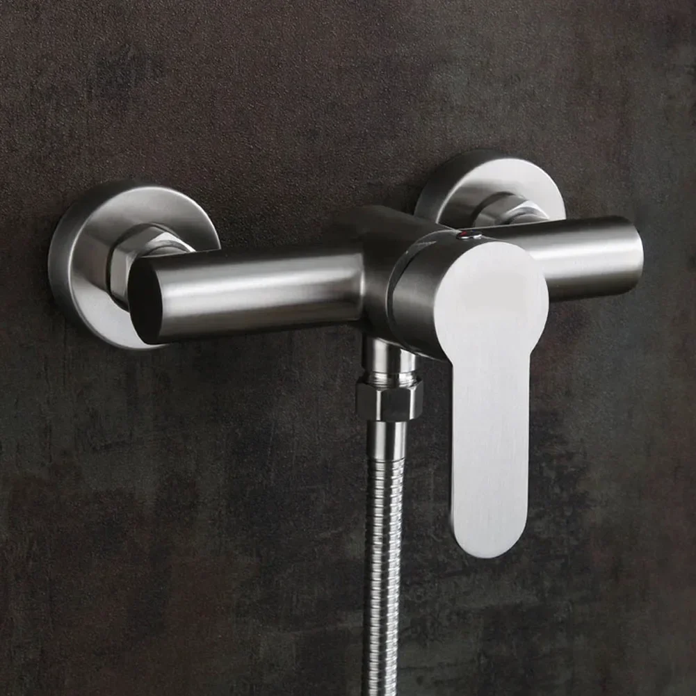 

1pc 304 Stainless Steel Shower Faucet Hot And Cold Water Mixer Wall Mounted Metal Handle G1/2in Shower Faucet For Bathroom