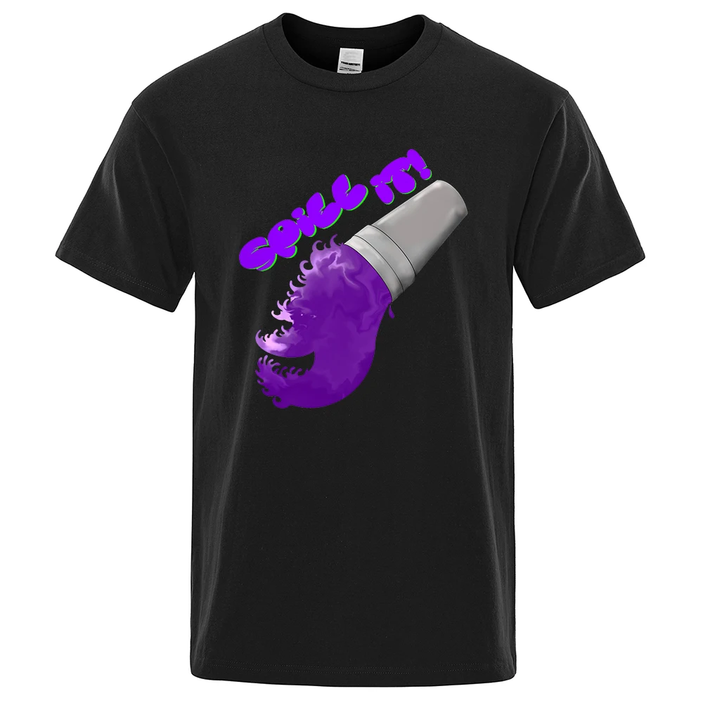 Purple Paint Bucket Spill It Man Clothes Short Sleeve O-Neck T-Shirt Street Hip Hop Loose Tops Cotton Streetwear Mens T Shirts