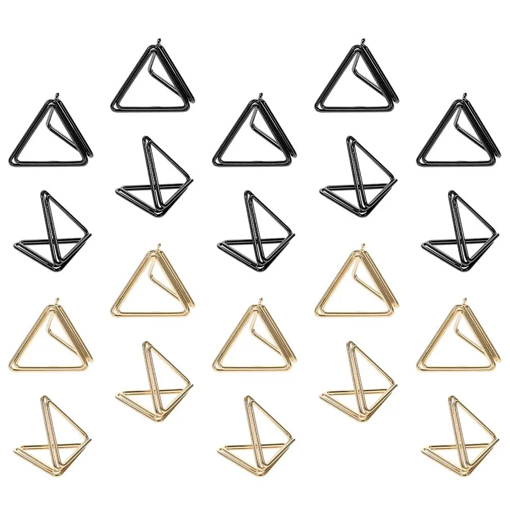 30 Pcs Large Size Mini Memo Holder Paper Clips Aluminum Alloy Note Binder Triangle Shape Card Display