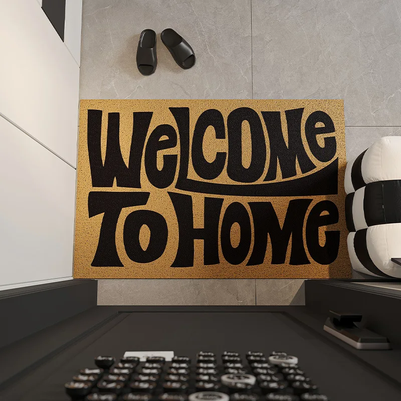 Cool Letter Welcome Entrance Doormat Anti-slip PVC Floor Mat Entry Porch Hallway Entryway Home Decor Dust Removal Carpet Brown