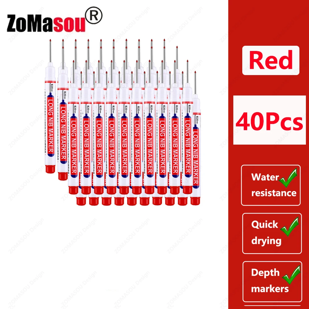 1–100 Stück 2 cm wasserdichte Marker mit langem Kopf, tiefes Loch, Markierungsstift für Metall, Schreiner, rot/schwarz/blau/grüne Tinte, Holzbearbeitungswerkzeuge