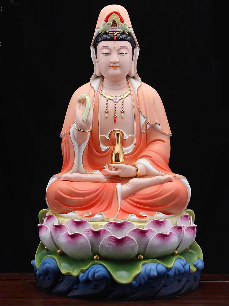 HOME SHOP temple high grade 5 A+ Guanyin Buddha statue Avalokiteshvara color Ceramic bless safe good luck