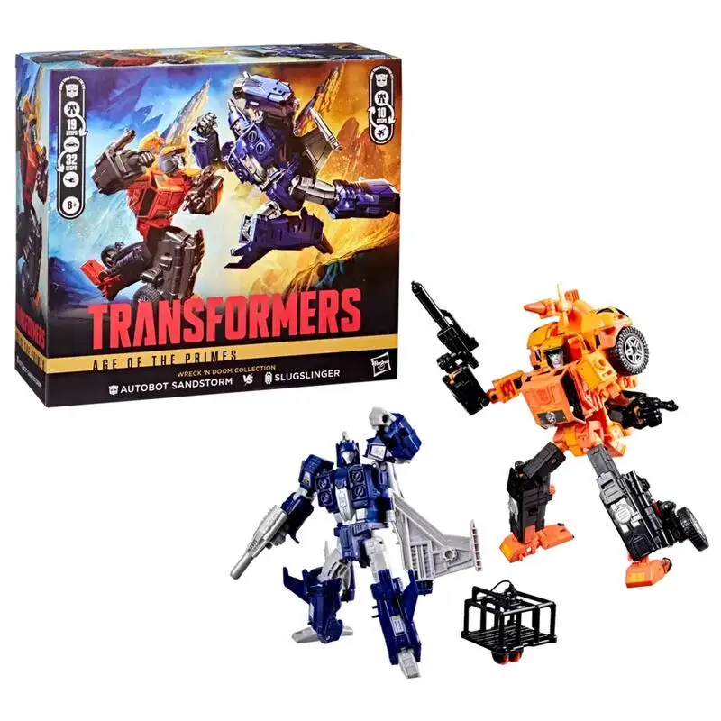 TRANSFORMERS Age of The Primes Wreckn Doom Collection 7.5IN Autobot Sandstorm 5.5IN Slugslinger Action Figures หุ่นยนต์ของเล่น 2-Pack