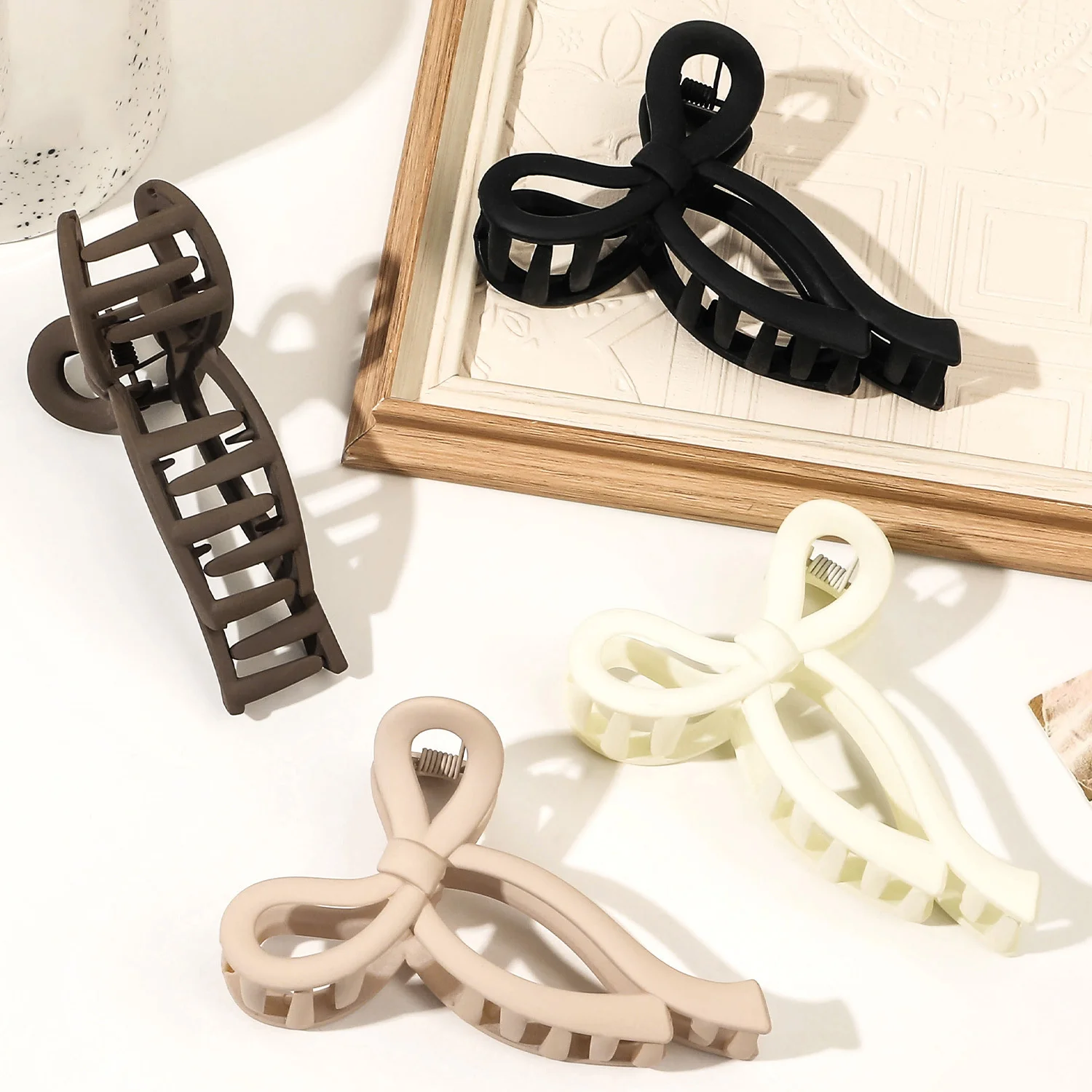 5 قطعة ماتي القوس مشبك شعر كبير كراب النساء الاكريليك Bowknot مقاطع الشعر دبابيس الشعر الفتيات المشابك ذيل حصان إكسسوارات الشعر عقال #3