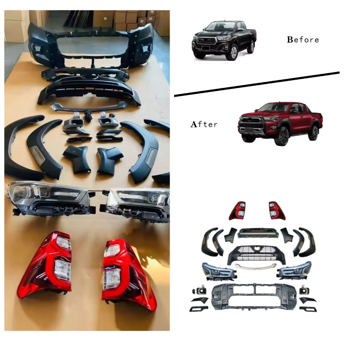 Car Facelift Body Kits System Conversion Kits for Hilux Revo 2016-2018 Hilux Rocco 2018-2020 Upgrade to Hilux Rocco 2020 2021