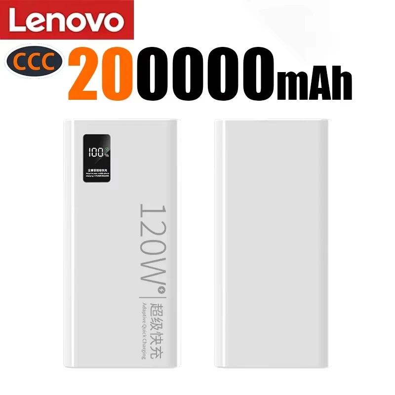 Lenovo 2026 Grote Capaciteit 500000mAh Powerbank 120W Snel Opladen LEDPower Bank Draagbare Batterijlader Voor Iphone Samsu