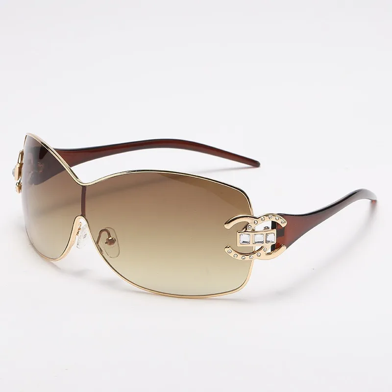 

2025 New Fashion Diamond Sunglasses Brand Xiaoxiangjia Y2K Large Frame Integrated Cross Border Glasses Women's Sunglasses