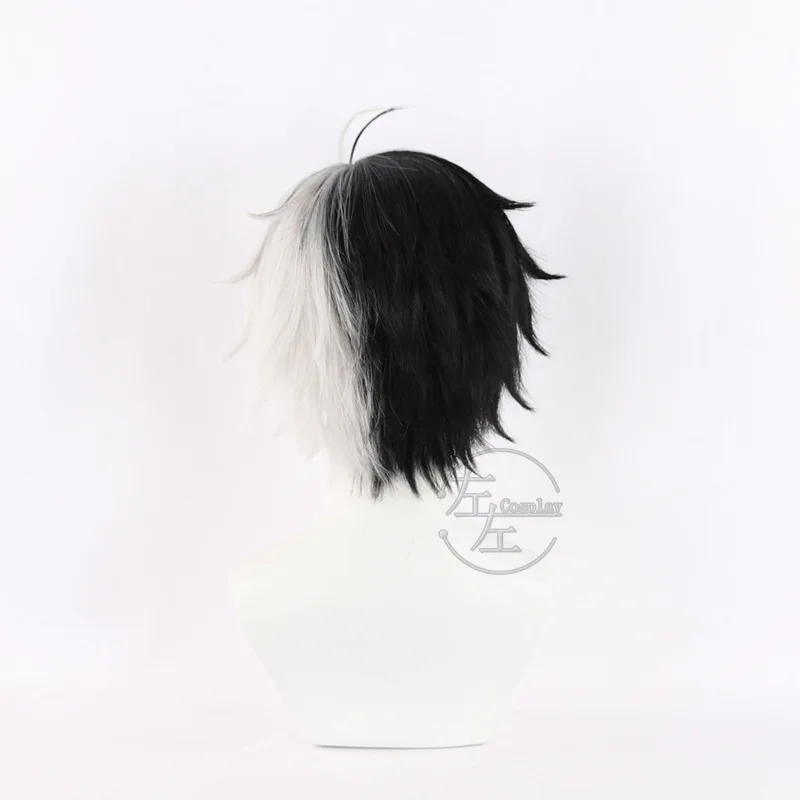 Peluca de Cosplay Haruka Sakura para mujeres y hombres, rompevientos de Anime, blanco y negro de pelo corto Bofurin, accesorios de fiesta de Halloween