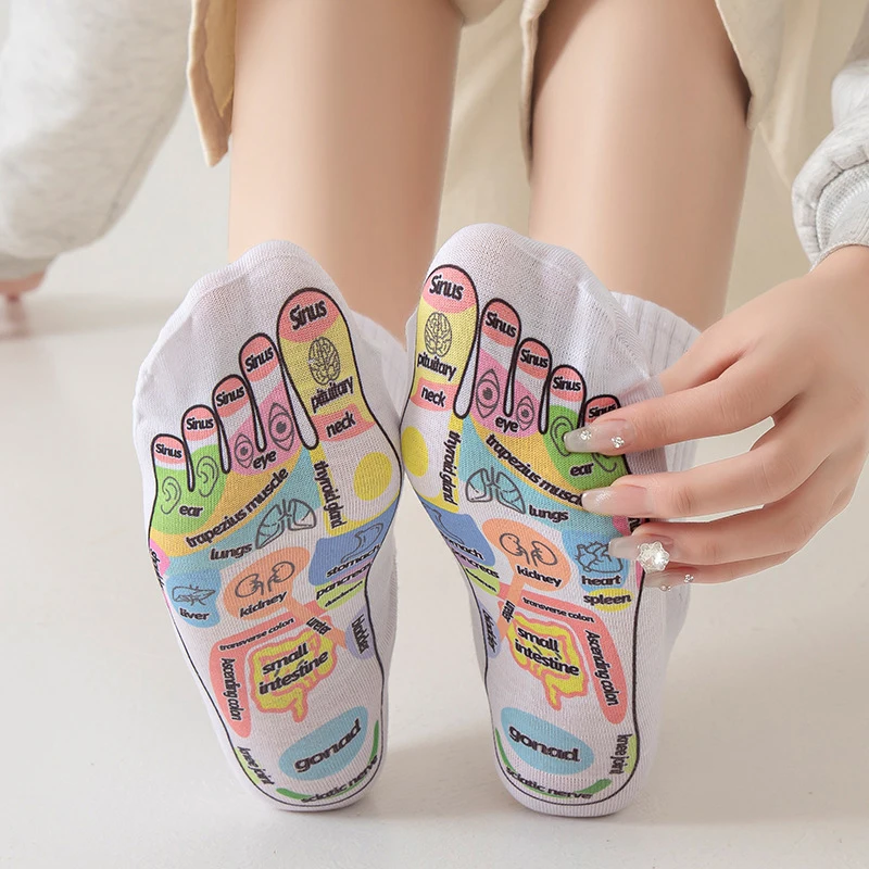 Visceral Colorful Diagram Massage Relieve Tired Feet Socks Acupressure Foot Massager Reflexology Socks Foot Point Tool Foot Care