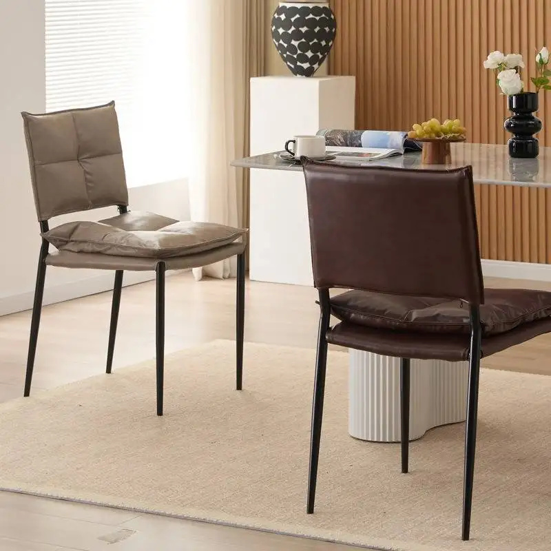 Silla de Comedor de restaurante de lujo, Silla de Comedor tapizada de diseño marrón, Sillas nórdicas Para sala de estar, muebles de Comedor