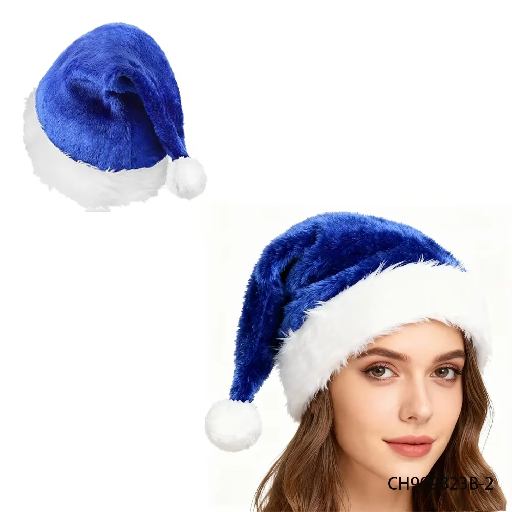 PESENAR Pluche Vakantie Kerst Kerstman Hoeden Korte Pluche Claus Cap met Gevoerd Unisex Fluwelen Comfort Kerstmuts Dikker Pluche