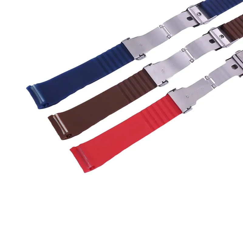 Männer und Frauen Silikon Uhrenarmband gebogene Faltschließe kompatibel für Casio Rolex Uhrenarmband Armband Zubehör 20mm 22mm