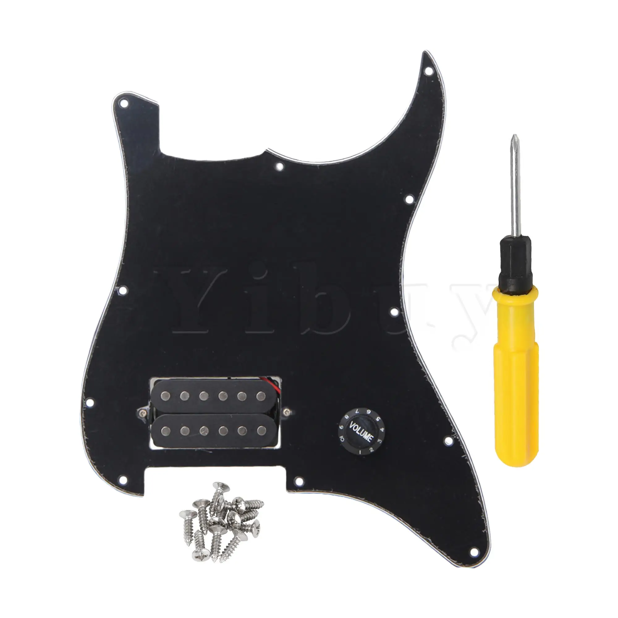 Yibuy Prewired Electric Guitars Pickguard Dual Pickup 3-ply Black with Screw