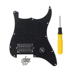 Yibuy Prewired Electric Guitars Pickguard Dual Pickup 3-ply Black with Screw