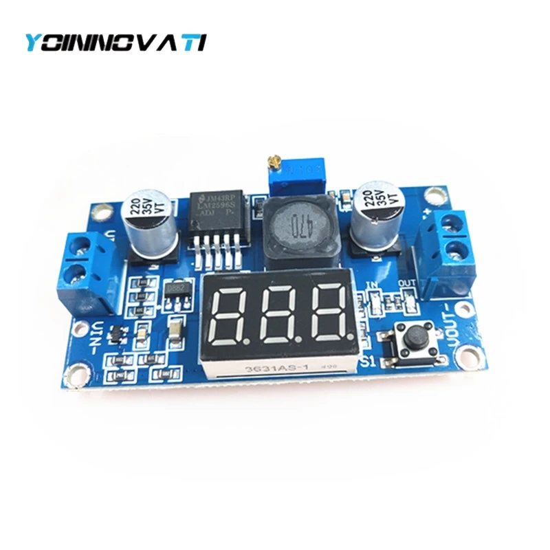 YT 1pcs LM2596 DC 4.0~40 to 1.3-37V Adjustable Step-Down Power Module + LED Voltmeter