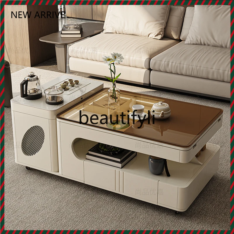

Movable coffee table New rock slab coffee table Tea making integration Modern simple small apartment Multifunctional G1218