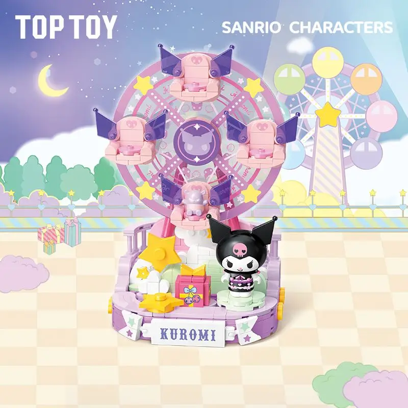 TOPTOY Sanrio Colorful Amusement Park Series Building Blocks Kuromi Pochacco Cinnamoroll Stacking Toy Cartoon Gift Blocks