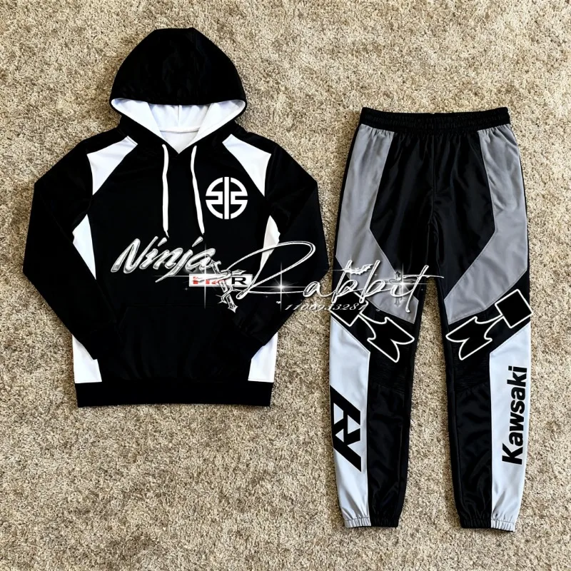

2026/25 Autumn and Winter New Kawasaki Motorcycle Enthusiast Motorcycle Clothing 2-piece Fashion Hoodie MOTO Racing Riding Pants
