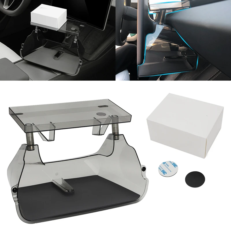 Center Console Organizer Tray Magnetic Under Screen Storage Box For Tesla Model 3 Highland 2024 Dashboard Tissue Holder Glovebox