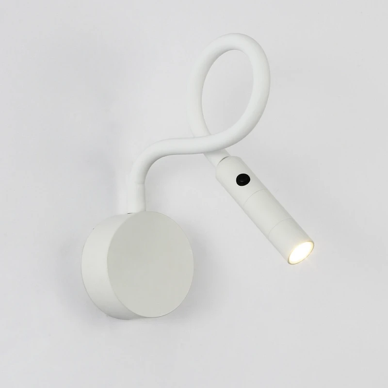 Flexible Gooseneck 2W LED Wall Light Direction Adjustable Bedroom Bedside Working Study Reading Wall Lamp Sconces With Switch