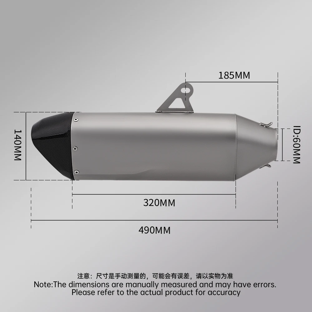 60 مللي متر دراجة نارية العادم الخمار الألياف الهروب ل Ninja400 ZX6R RSV4 MT07 R1 CB1000R GSXS1000 ZX10R
