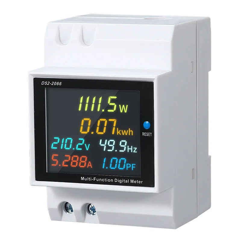 Imagem -04 - Medidor de Frequência de Energia Elétrica em Monitor ca Corrente de Tensão Fator de Potência Ativo Kwh Volt Amp 110v 220v 380v 100a