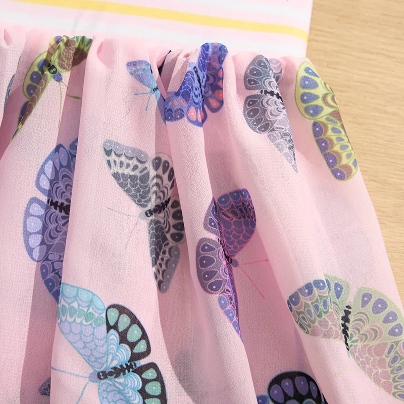 Butterfly Print Girls One Piece Swimsuit 4-7 Year Kids Swim Suit Infant Children\'s Swimwear 2025 Pink Bathing Suits with Skirt