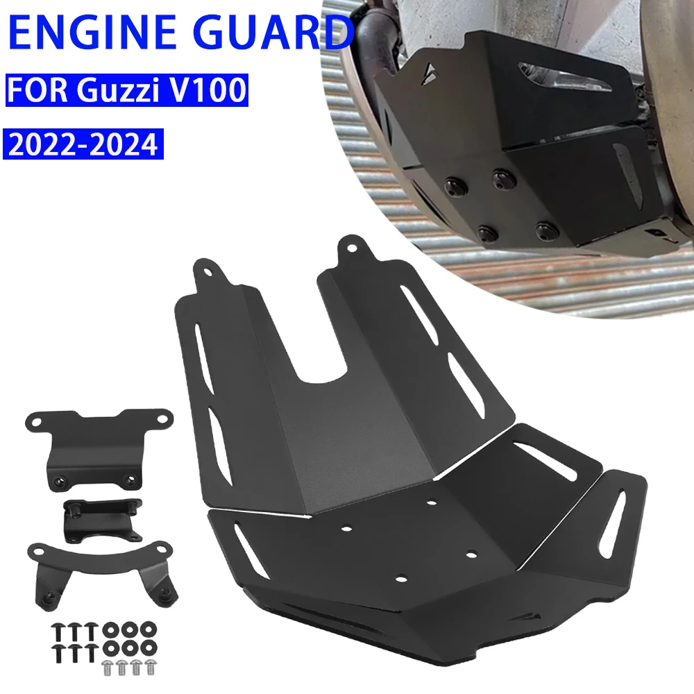 

Motorcycle Under Engine Guard Skid Plate Cover For Moto Guzzi V100 V 100 Mandello 2023-2024 Protection Bash Frame Belly Pan Sump