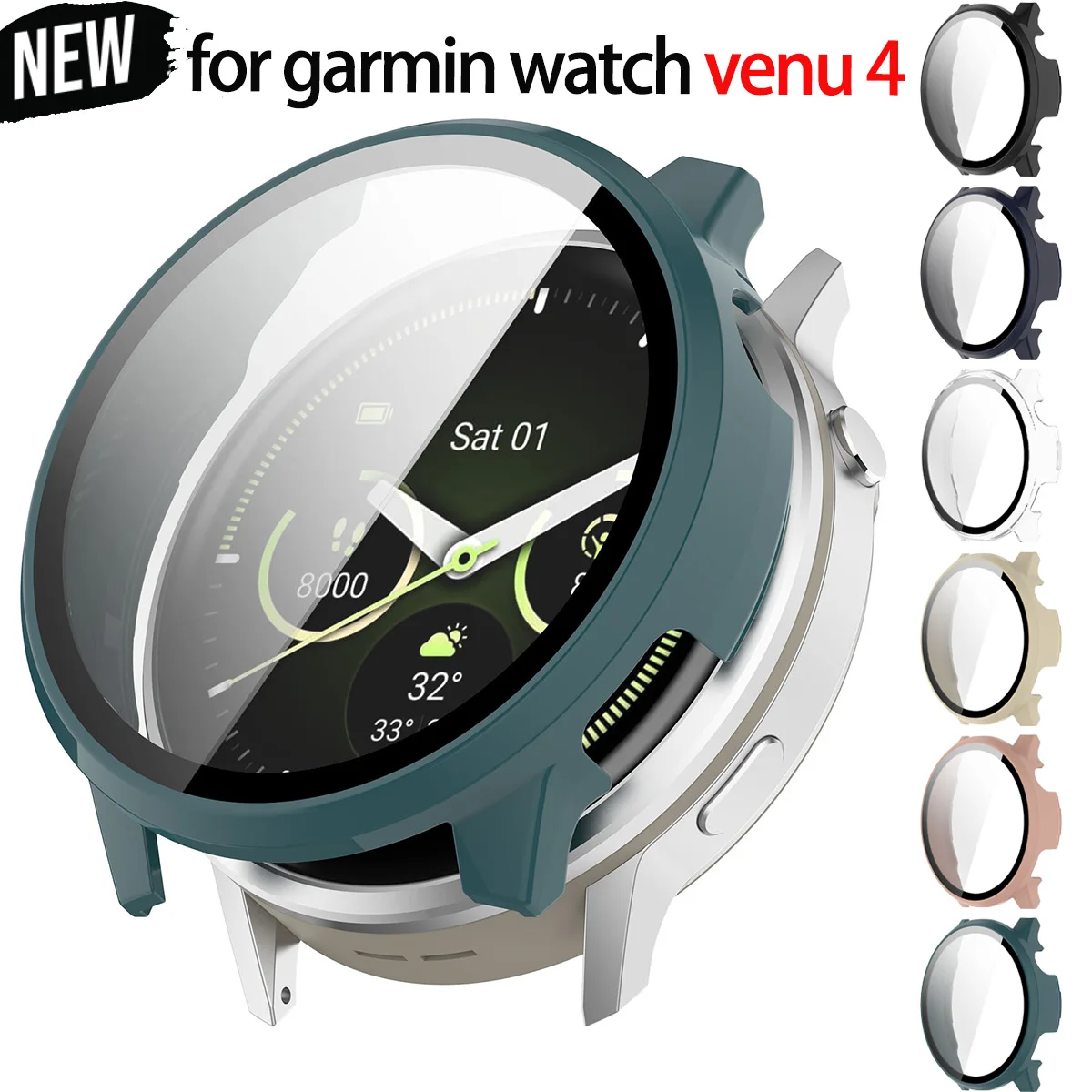 Fall + Glas Für Garmin Uhr Venu 4 45/41 MM Smartwatch Abdeckung Screen Protector Anti-drop stoßstange Für Venu 4 Ersatz Zubehör