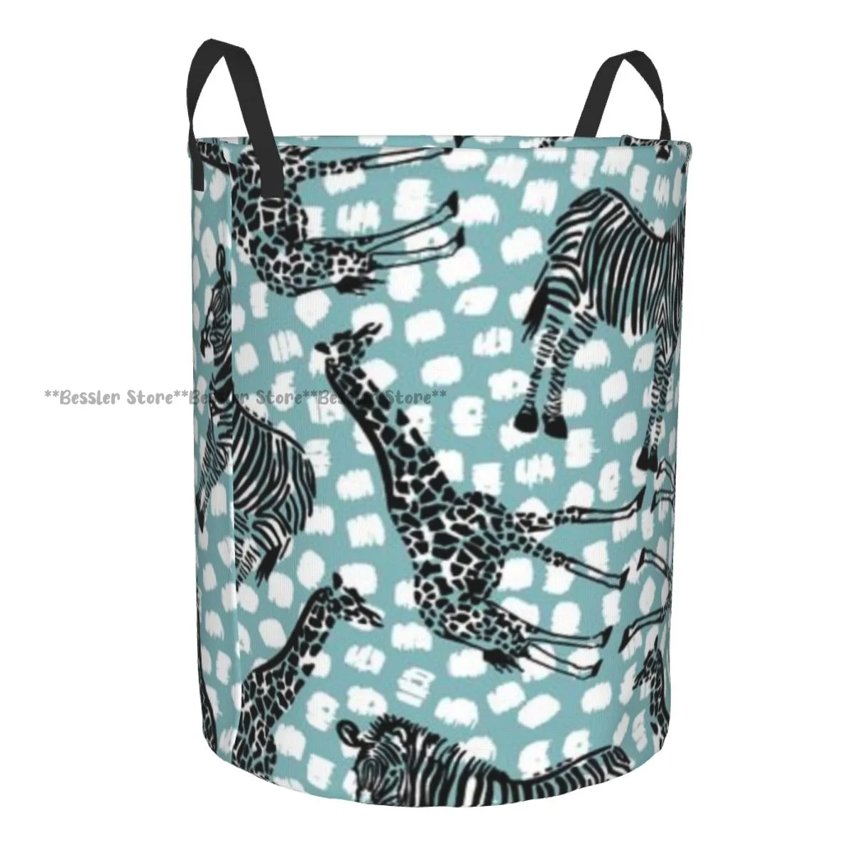 Foldable Laundry Basket for Dirty Clothes Tropical Zebra Background Storage Hamper