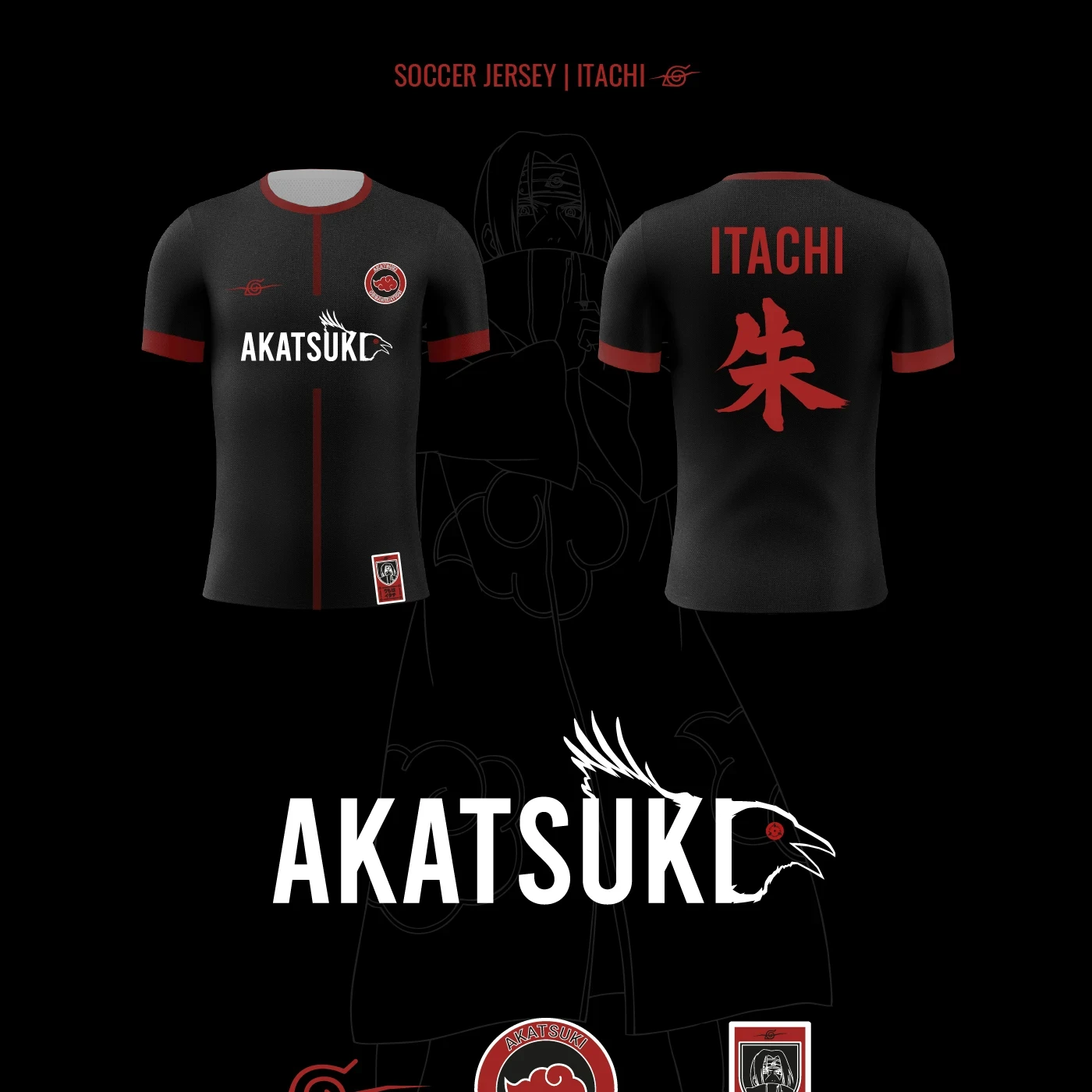 Naruto Akatsuki Itachi Anime Soccer Jersey Men Women Kids Athleisure T-Shirt Summer Breathable Quick Dry Casual Streetwear Top