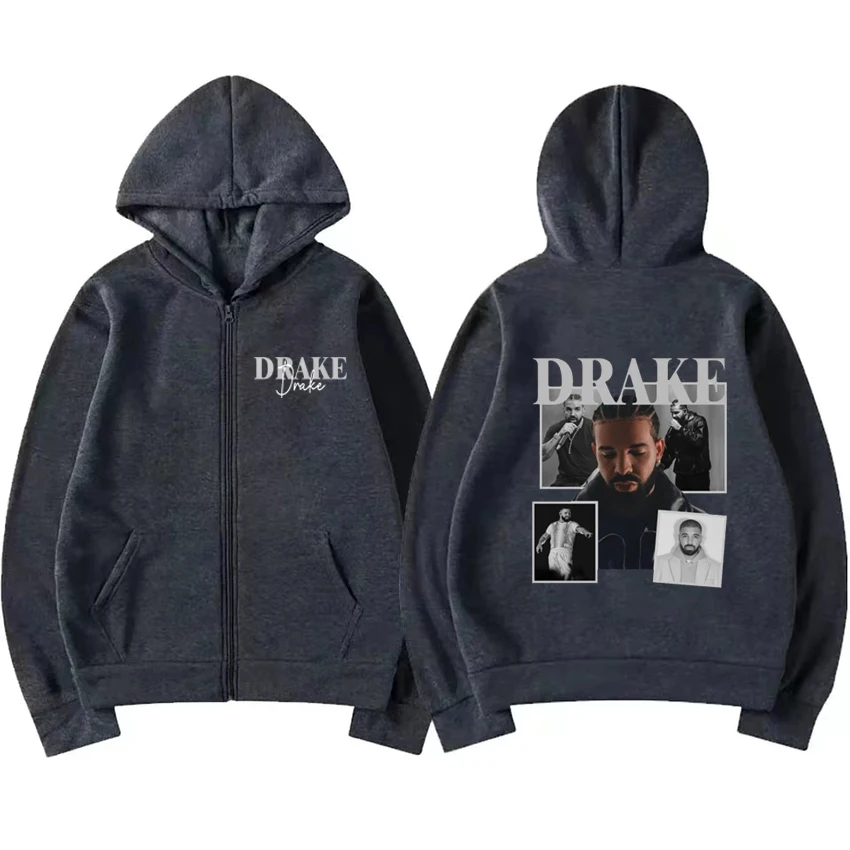 Sudadera con capucha de rapero Drake para hombre y mujer, abrigo vintage con cremallera, ropa de calle informal de gran tamaño, chaqueta de forro polar con cremallera, álbum de Hip Hop, novedad