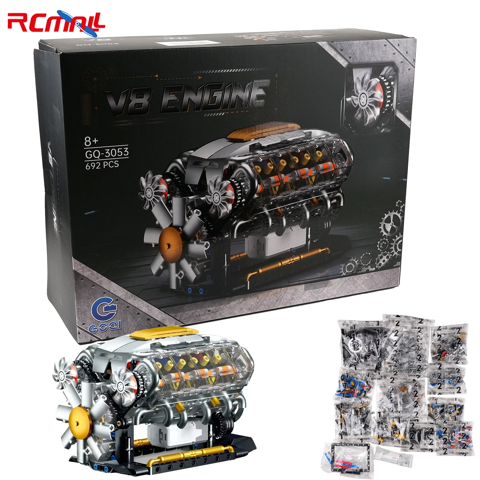 

MOC Технические строительные блоки Моторизованная модель двигателя V8 Автомобиль с электроприводом Двигатель Суперкар Кирпичи Игрушки (692 шт. Кирпичи)